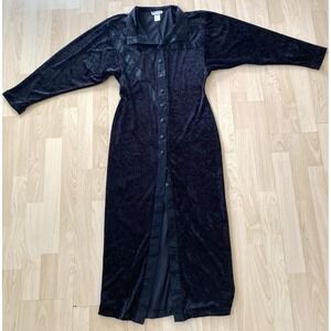 Women's M Dress Black Velvet Prairie Maxi Stretch Gothcore Witchy Y2K Steampunk